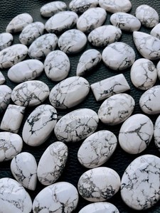 Piedra preciosa suelta de cabujón de forma mixta de howlita natural para la fabricación de joyas, piedra pulida gris blanca, ideal para colgantes de anillos - Product Image 3
