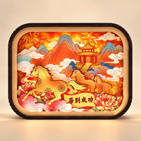 Lampe de nuit LED en bois sculpté 3D personnalisée en gros, boîte à ombre en bois, cadeau du Nouvel An chinois (Cheval), souvenir, décoration de bureau