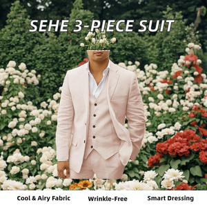 Vendita calda <span class=keywords><strong>completo</strong></span> da <span class=keywords><strong>uomo</strong></span> estivo da <span class=keywords><strong>uomo</strong></span> in cotone traspirante giacca di lino pantaloni monopetto 3 pezzi per Sehe Fashion - Product Image 3