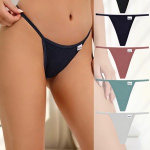 Slip <span class=keywords><strong>Tanga</strong></span> da Donna in <span class=keywords><strong>Cotone</strong></span> 100% con Ricamo, Tessuto a Costine, Sexy, a Vita Bassa, Comodo e Traspirante - Product Image 4