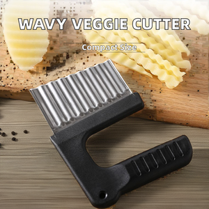 Eco-Friendly Stainless Steel Kitchen Cutter Wavy Blade Potato <strong>Crinkle</strong> <strong>Cutting</strong> Tool Metal Chopping <strong>Knife</strong> for Cooking PE Plastic - Product Image 4