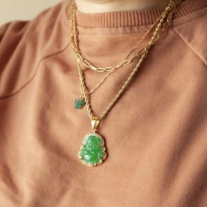 LS-B2684ใหม่มาถึง18พันทอง<span class=keywords><strong>พระ</strong></span>พุทธรูปสร้อยคอ,หลายสีหยกพระพุทธรูปหัวเราะสร้อยคอเครื่องประดับสำหรับของขวัญคริสต์มาส - Product Image 2