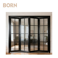 Puerta Plegable de Vidrio Doble con Marco de Aluminio de Alta Resistencia, Aislamiento Acústico y Térmico para Salas de Estar