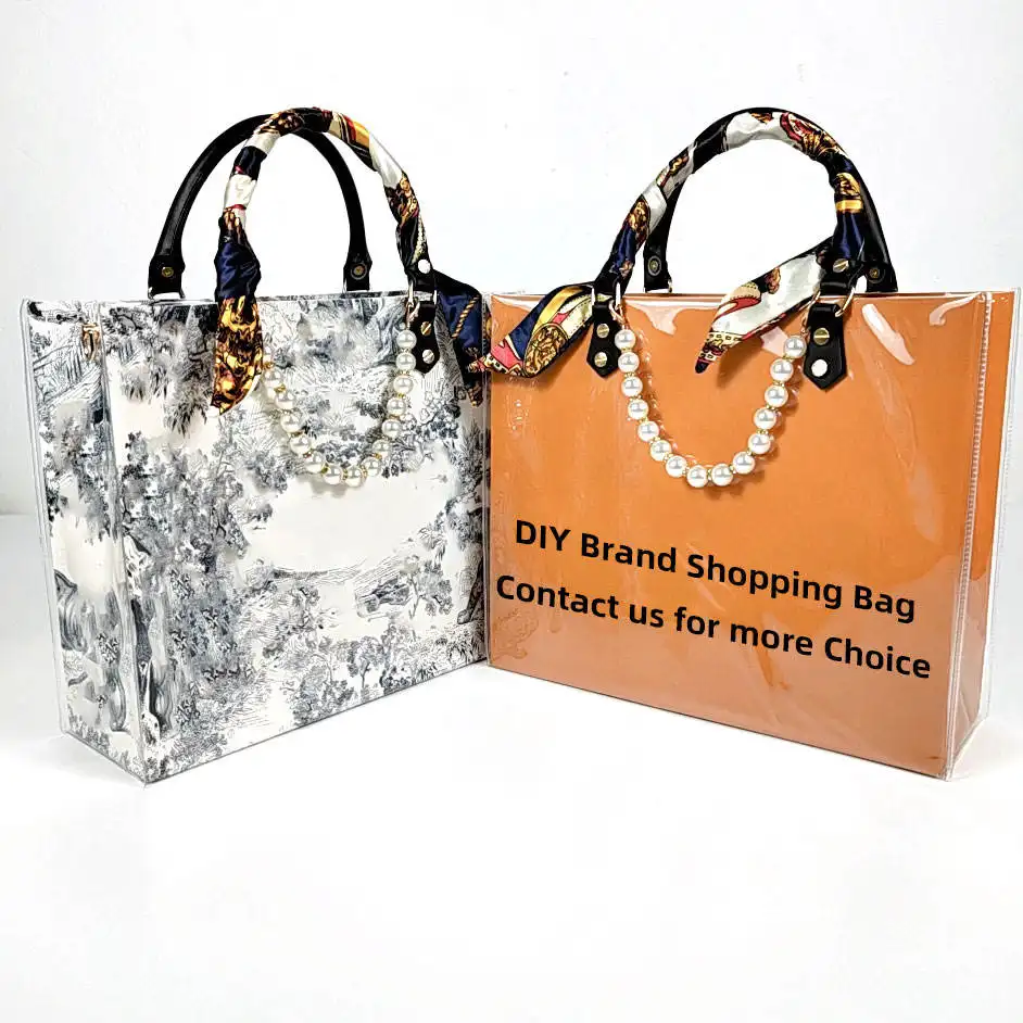 2024 alta calidad moda lujoso Diy bolsos Simple gran capacidad PVC DIY claro bolsas de papel de compras Kit para amigas