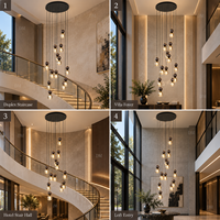 Lustre d'escalier de luxe moderne pour villa, hall d'hôtel, escalier de duplex, hall d'entrée, design de vide de plafond de luxe