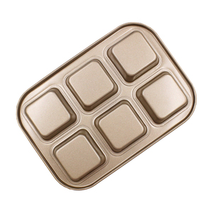 6 Cup Gold Carbon Steel Muffin Cake <b>Pan</b> <b>Nonstick</b> Brownie Bar <b>Pan</b> - Product Image 3