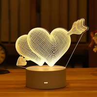 Lampes à illusion d'optique 3D, lampes de nuit à LED avec prise USB, lampes de nuit en acrylique, décoration de chambre à coucher, cadeau pour enfants