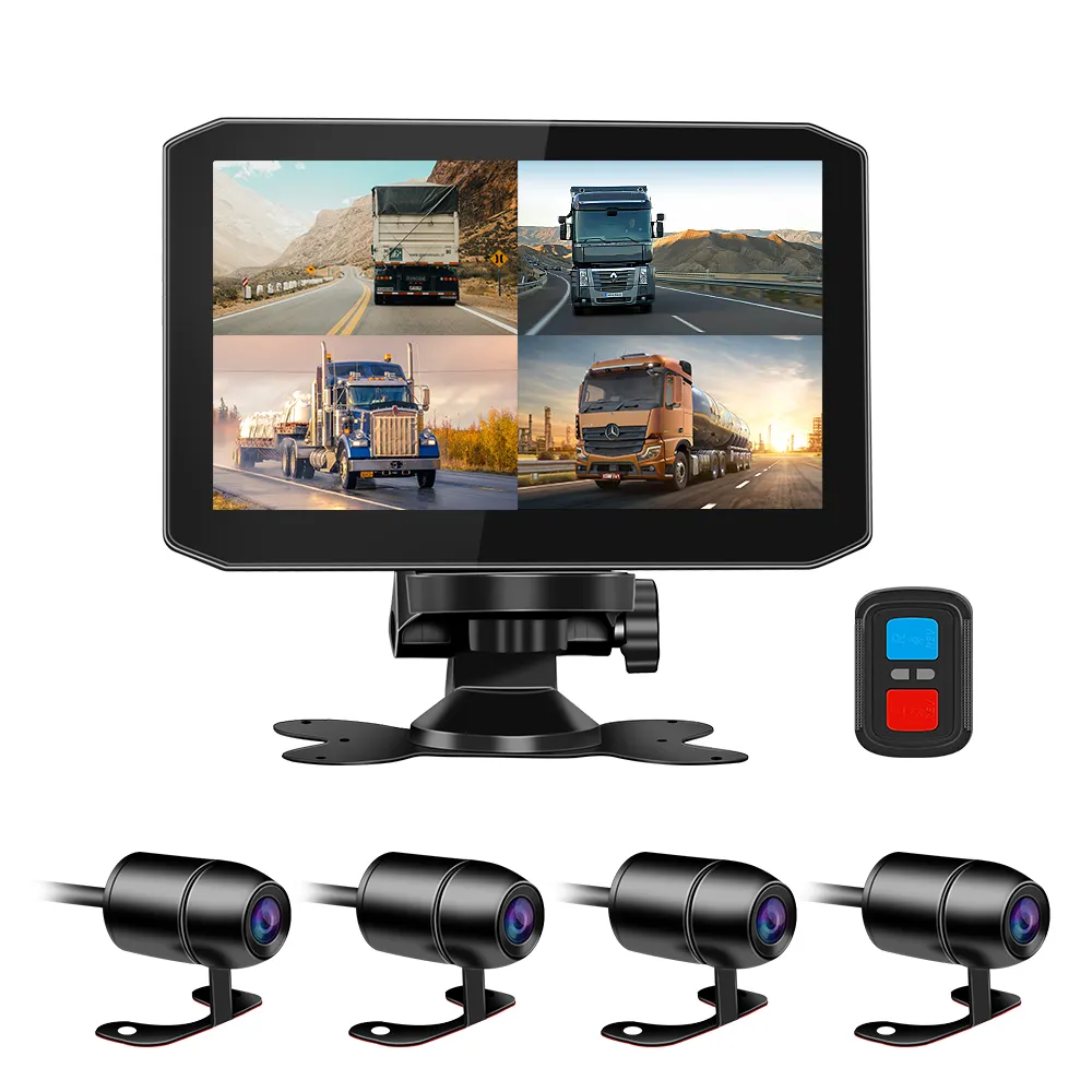 Водонепроницаемая резервная камера SYS 4CH 720P H.264 AHD с 7 дюймовым экраном и разрезом для системы видеонаблюдения при слабом освещении для грузовиков, прицепов, фургонов