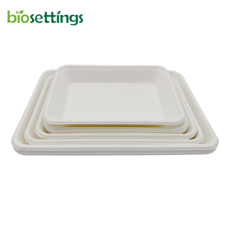 PFAS Бесплатная одноразовая пищевая служба, биоразлагаемая промытая Крафтовая бумага, растительная закуска, фруктовая еда, поднос сахарного тростника