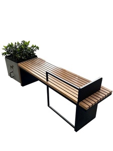 Panca da esterno in acciaio Corten con fioriera integrata, seduta per parchi e spazi pubblici e commerciali - Product Image 3