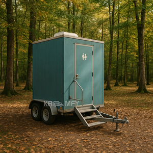 2 Stall Mobile Portable Toilet <b>Trailer</b> with Galvanized Steel Frame Eco-Friendly & Durable Design for Apartment Use - Product Image 6