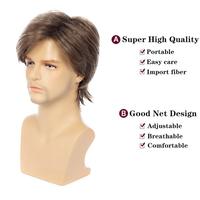 Perruque courte blonde pour hommes, en couches, moelleuse, d'aspect naturel, résistante à la chaleur, synthétique, pour Halloween, cosplay, costume