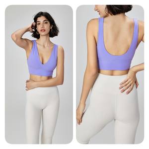 OEM personalizado suave transpirable Fitness Yoga desgaste entrenamiento gimnasio en forma de <span class=keywords><strong>V</strong></span> <span class=keywords><strong>escote</strong></span> tiras entrecruzado espalda <span class=keywords><strong>Push</strong></span> <span class=keywords><strong>up</strong></span> <span class=keywords><strong>Sujetador</strong></span> deportivo para mujeres - Product Image 4
