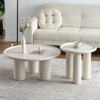 Table basse ronde de style nordique, couleur crème, table d'angle pour salon