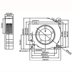 12cm hoge luchtstroom ventilator 4 inch 120x120x32mm 12V 24V 120mm DC centrifugaal ventilator - Product Image 3