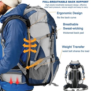 Ba lô leo núi 50L tùy chỉnh, túi đựng đồ cắm trại chống nước có kèm áo mưa, ba lô đi bộ đường dài nhẹ 45+5 lít - Product Image 4