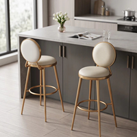Tabouret de bar de style Instagram, luxe nordique, en acier inoxydable doré, avec dossier, pour usage domestique et commercial, design moderne et minimaliste