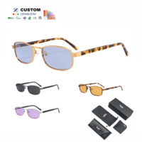 Lunettes de soleil vintage fines et étroites rectangulaires pour hommes et femmes, tendance 2026, surdimensionnées, classiques, carrées, en métal doré, protection UV400, haut de gamme