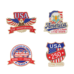 工厂OEM/ODM 250周年纪念定制珐琅别针 鹰自由徽章 金属工艺品 爱国第四珐琅胸针 - Product Image 5
