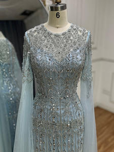 ชุดราตรีทรงเมอร์เมด คอทรงกลม แขนระบาย แต่งเลื่อมเพชร สไตล์หวานละมุน ดูหรูหรา สง่างาม เหมาะสำหรับงานเลี้ยง - Product Image 5