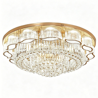 DUOMEIJU Plafonnier rectangulaire en cristal de luxe à LED doré, hauteur réglable, pour hall d'hôtel, restaurant, style moderne et simple, européen, 3000K
