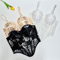 Bustier corset en maille pailletée, Crop top style euro-américain, Caraco ajusté à la taille, Lingerie sculptante