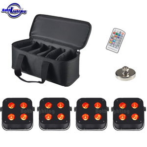 Éclairage 4 pièces avec sac IR4 Mini Uplight 4X12W RGBWA+UV Uplights Batterie sans fil Lumières de fête disco pour DJ Mariages Événements - Product Image 1