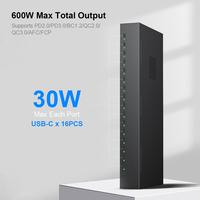 Cargador USB multipuerto industrial Sipolar de 600W para accesorios de teléfono móvil PD30W 16 puertos Usb C Hubs