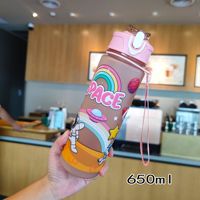 Bouteilles d'eau en plastique avec paille pour enfants Nouveau design sans BPA mignon créatif fantaisie dessin animé pour enfants école maison camping