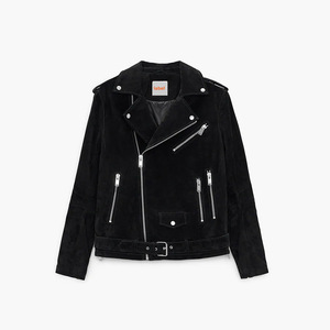 Men's High Quality Multi Zippers <strong>Black</strong> Adjustable Waist With Belt <strong>Suede</strong> Biker <strong>Jacket</strong> With Snap Button Winter Men's <strong>Jacket</strong> - Product Image 1