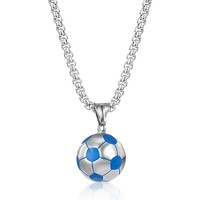 3D Fußball-Anhänger Halskette Edelstahl Fußballform Halskette Herren Sport-Thema Schmuck Fans Geschenk