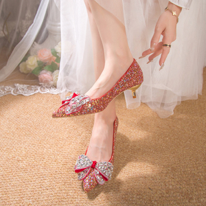 รองเท้าเจ้าสาวแบบส้นบาง ดีไซน์หรูหรา ราคาโรงงานถูก สำหรับงานแต่งงาน - Product Image 4