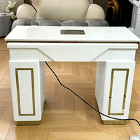 Bureau de manucure moderne de luxe blanc en MDF de haute qualité avec plateau en métal pour hôtels, salons de beauté, chambres et salons – Table à ongles