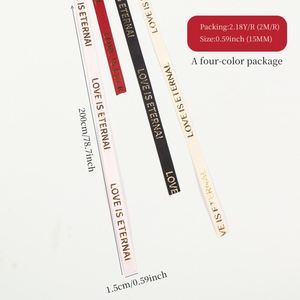 Lot de 4 rouleaux de ruban cadeau 1cm*2m/par couleur, motif « l'amour est éternel » estampé à chaud, en satin, pour emballage cadeau et loisirs créatifs - Product Image 2