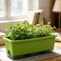 Jardinière carrée en PP avec trous de drainage et système d'auto-arrosage pour légumes, herbes et fleurs - Utilisation au sol, sur balcon ou dans un jardin - Capacité de 16,8 L