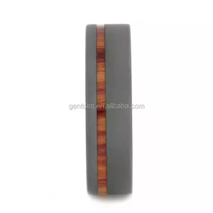 Gentdes เครื่องประดับทำด้วยมือขนาด8มม. แหวนไทเทเนียมใส่สบายกับวงแหวนแต่งงานแบบฝังไม้สยามโรสวู้ด - Product Image 2