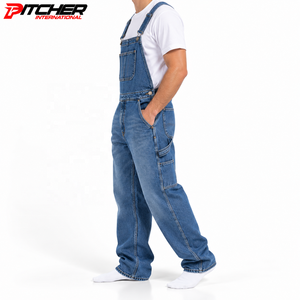 Salopette de travail en jean gris personnalisée avec genoux renforcés pour les marques de vêtements de travail en marque blanche - Product Image 2