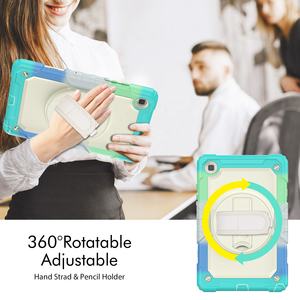 Custodia per tracolla a mano con staffa rotante 360 per <span class=keywords><strong>Samsung</strong></span> <span class=keywords><strong>Tab</strong></span> <span class=keywords><strong>A7</strong></span> <span class=keywords><strong>Lite</strong></span> 8.7 pollici 2021 <span class=keywords><strong>T220</strong></span> T225 custodia per supporto in Silicone per PC - Product Image 2