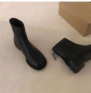 Botas Chelsea cortas de cuero genuino, vaquero de moda, suave, cómodo, tacón grueso, impermeable, transpirable, suela intermedia de EVA - Product Image 4