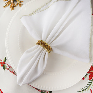 Anillos de Servilleta de Metal Dorado Decorados con Diamantes para Bodas y Fiestas, Anillos de Servilleta Redondos de Metal Chapados en Oro con Cristales - Product Image 5