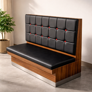 Set di Arredamento per Ristoranti con Divanetti in Pelle, Tavoli in Legno e Sedie Imbottite per Hotel e Caffè di Lusso - Product Image 2