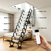 Échelle de grenier électrique télescopique pliante en acier, design invisible, portée maximale 3,2 m, escalier de loft dissimulé pour villa
