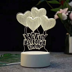 3D 시각적 착시 LED 무드등 따뜻한 백색 USB 플러그 원형 ABS 스탠드 아크릴 테이블 데스크 무드등 - Product Image 2