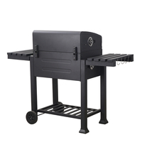 Barbecue à charbon de bois professionnel pour extérieur, grand modèle épaissi en acier au carbone noir pour patio et cour