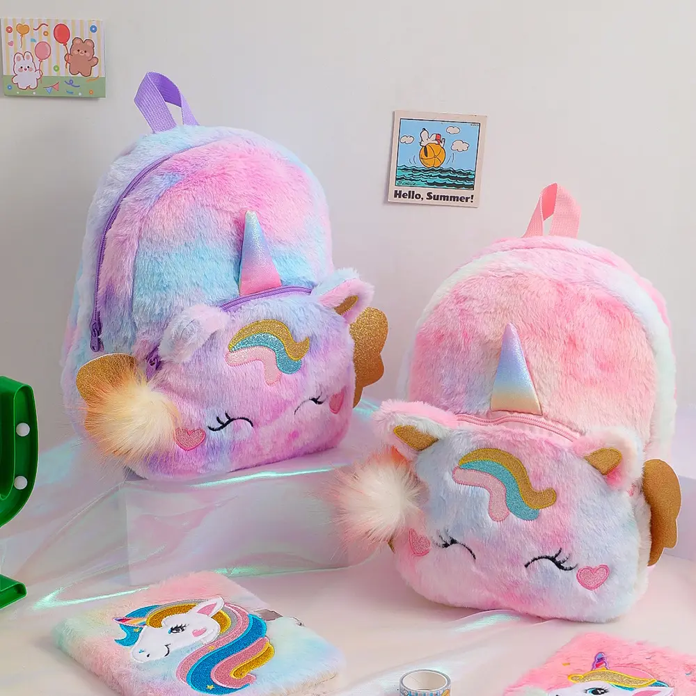 Sac d'école licorne en peluche le plus populaire maternelle sac à dos décontracté mignon dessin animé enfant en bas âge sac de rangement pour filles garçons bébé cadeau