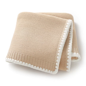 Manta de Bebé Recién Nacido 100% Algodón OEKO Tex, Tejida con Borde de Ganchillo, Suave y Cómoda, Cubierta Tejida para Niños - Product Image 5