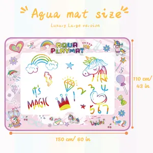 150*110 com Kids games education floor water drawing doodle mat drawing toys with stamps rollers and pens