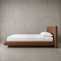 Lit plateforme en cuir sur mesure OAKEN, tête de lit capitonnée extra large, base flottante, mobilier de chambre moderne et luxueux
