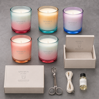 Pot à bougie en verre arc-en-ciel irisé personnalisé, récipient en verre coloré réutilisable pour la fabrication de bougies et l'emballage de parfums d'intérieur
