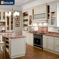 Kelen 2026, designs modulaires modernes de luxe, îlots personnalisés, comptoirs, portes en bois, style européen, échantillon d'armoire de cuisine en mélamine